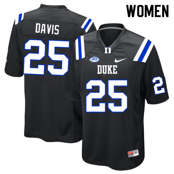 Women #25 Trent Davis Duke Blue Devils College Football Jerseys Sale-Black - Click Image to Close
